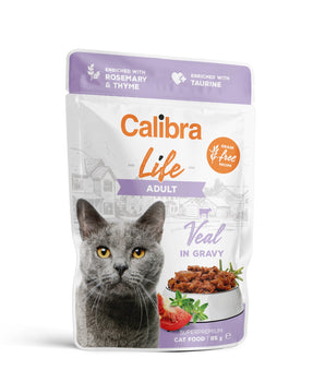 Calibra Cat Life Adult Veal Wet Food Pouch 28x85g