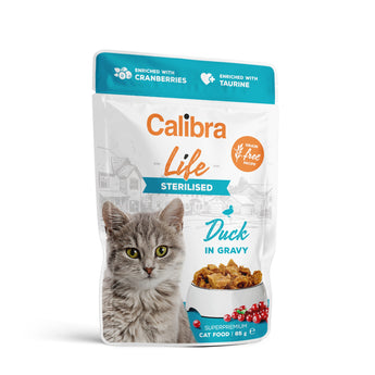 Calibra Cat Life Sterilised Duck Wet Food Pouch 28x85g