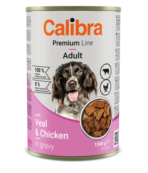 Calibra Dog Premium Line Veal & Chicken in Gravy Canned Food 12x1240g