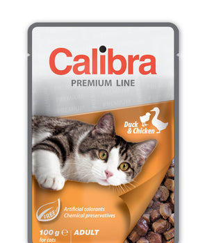 Calibra Cat Premium Adult Duck & Chicken Wet Food Pouch 24x100g