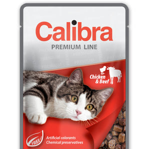 Calibra Cat Premium Adult Chicken & Beef Wet Food Pouch 24x100g