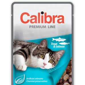 Calibra Cat Premium Adult Trout & Salmon Wet Food Pouch 24x100g