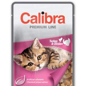 Calibra Cat Premium Kitten Turkey & Chicken Wet Food Pouch 24x100g